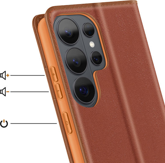 Dux Ducis Anti-rfid Wallet Case Galaxy S26 Ultra Qi Wireless Charging Compatible Brown
