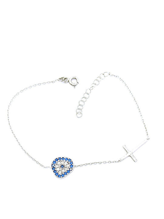PS Silver Damen Armband Kette Mit Auge Design Aus Silber Mit Zirkon PS Silver Damen Armband Kette Mit Auge Design Aus Silber Mit Zirkon