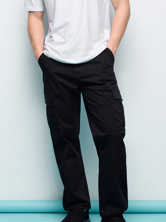 Elastic Black Cargo Trousers