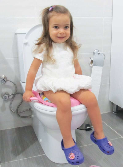 Baby Jem Παιδικό Κάθισμα Τουαλέτας Καπάκι Τουαλέτας Ροζ με Χειρολαβές & Μαξιλαράκι Ροζ