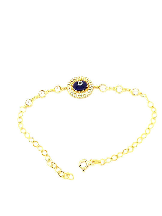 PS Silver Damentrailing Armband Kette Mit Auge Design Aus Silber Vergoldet Mit Zirkon 19cm PS Silver Damentrailing Armband Kette Mit Auge Design Aus Silber Vergoldet Mit Zirkon 19cm