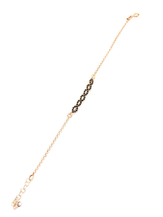 PS Silver Women's Chain Bracelet with Infinity Design Gold Plated Silver with Zircon