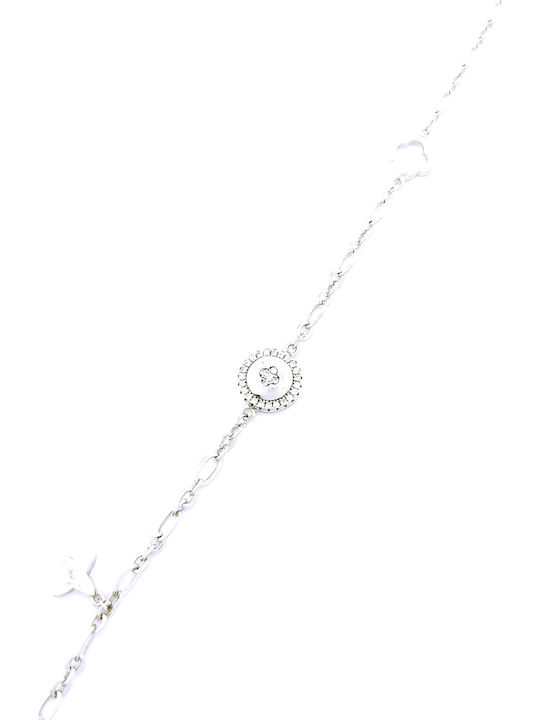 PS Silver Women's Silver Chain Bracelet with Zircon