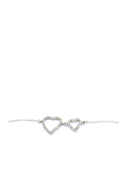 PS Silver Damen Armband Kette Mit Herz Design Aus Silber Mit Zirkon PS Silver Damen Armband Kette Mit Herz Design Aus Silber Mit Zirkon
