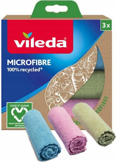 Vileda 100% Recycled Microfiber Cloths 3 Pcs