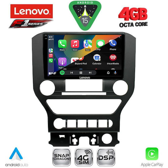Lenovo Car Audio System for Ford Mustang 2015-2020 (Bluetooth/USB/WiFi/GPS/Apple CarPlay/Android Auto) with 9" Touch Screen