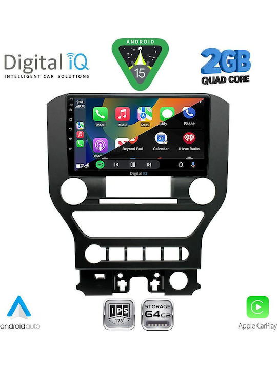 Digital IQ Car Audio System for Ford Mustang 2015-2020 (Bluetooth/USB/WiFi/GPS/Apple CarPlay/Android Auto) with 9" Touch Screen
