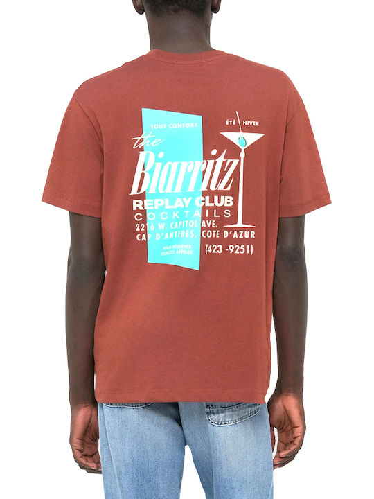 Replay T-shirt Beige-Bordeaux