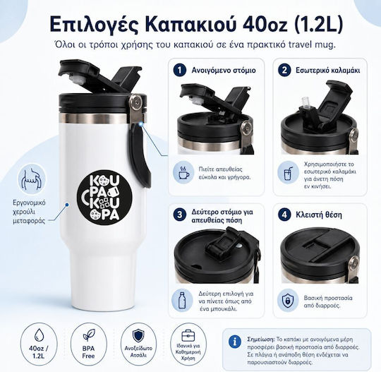 Stitch Touch Me I Will Bite You Mega Travel Mug Double Wall Thermos 1.2L
