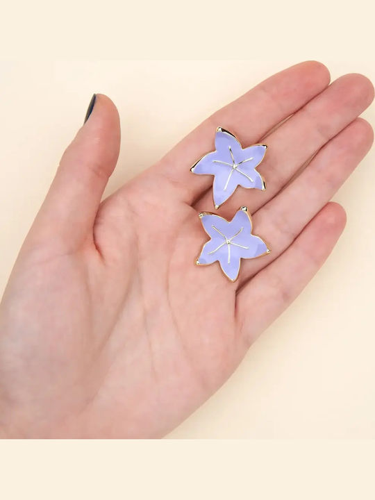 Coucou Suzette Stud Earrings Made of Steel Gold Plated Lilac