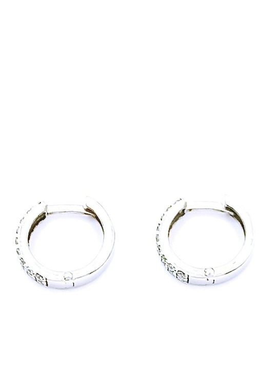 PS Silver Silver Hoop Earrings with Stones
