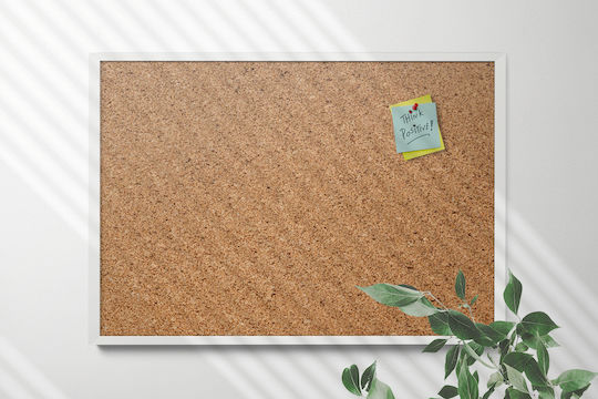 Cork Notice Board White Frame Easy Installation Vertical Horizontal
