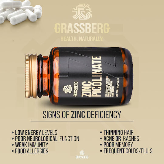 Grassberg Zinc Picolinate 15mg 180 Mützen