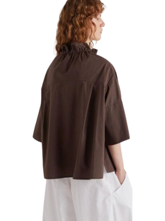 Women's Cotton Blouse Brown M6EA34 883