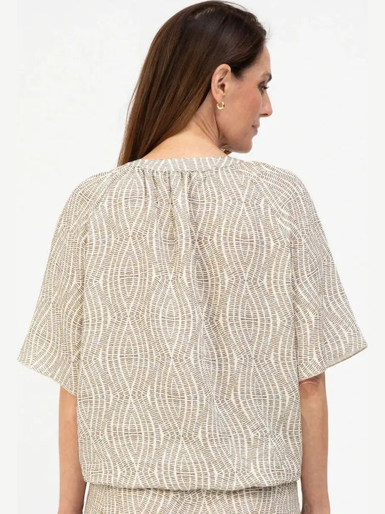 Women's Summer Crop Linen Top Ecru