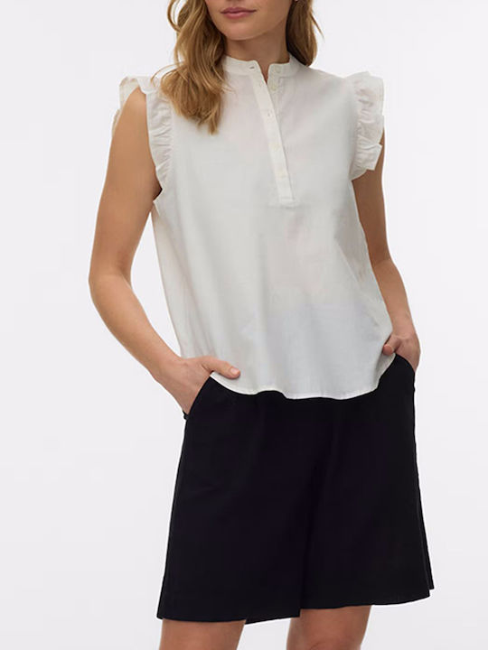 Vero Moda Frill Μπλούζα Snow White Offwhite