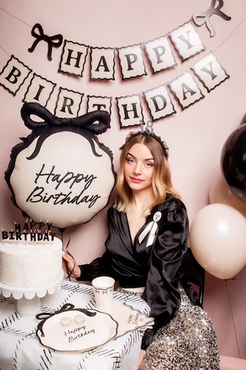 Party Napkins Happy Birthday Black Bow 16.5×16.5cm 12 Pieces