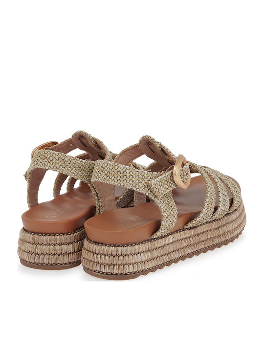 Sandale Damă Flatform Maro