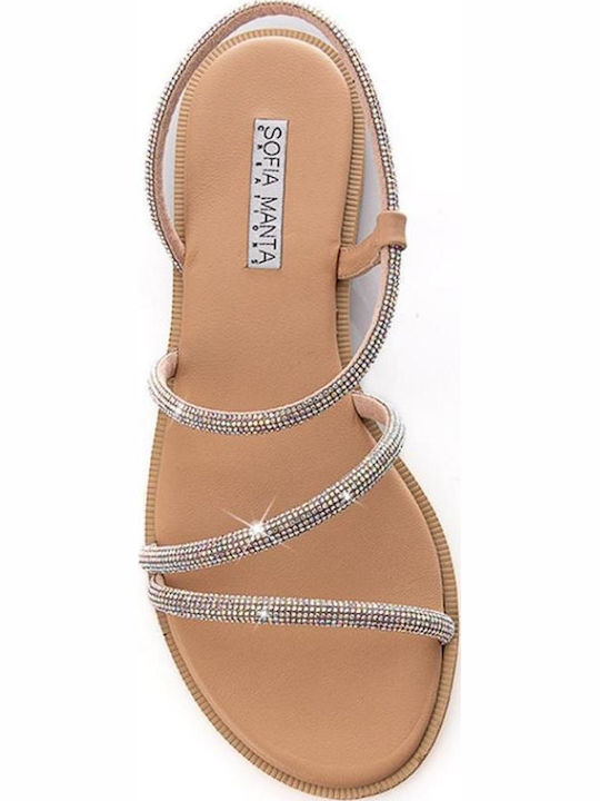 Leather Women's Flat Sandals Silver