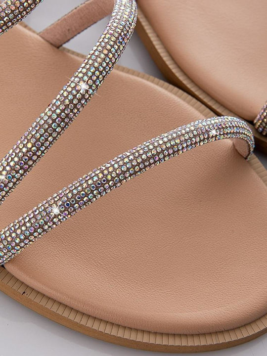 Leather Women's Flat Sandals Silver