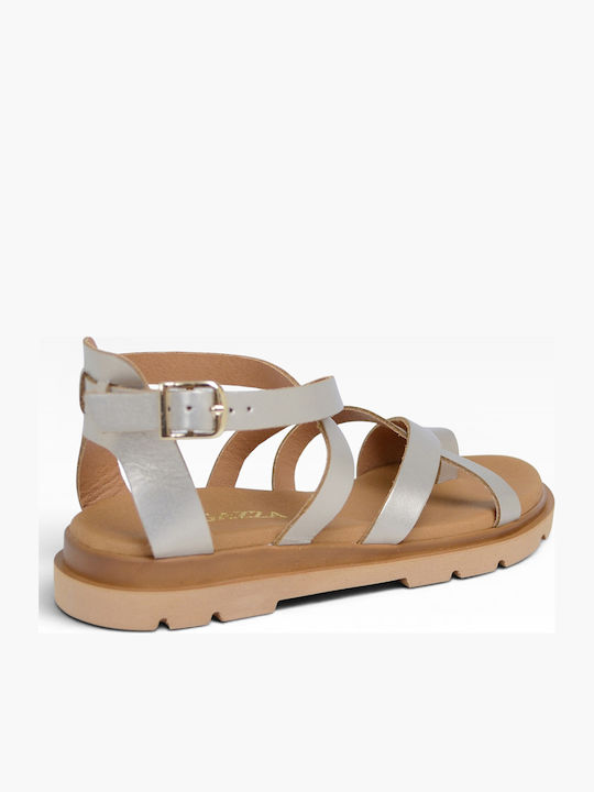 Sandale Casual Damă Gladiator Bej Din Piele