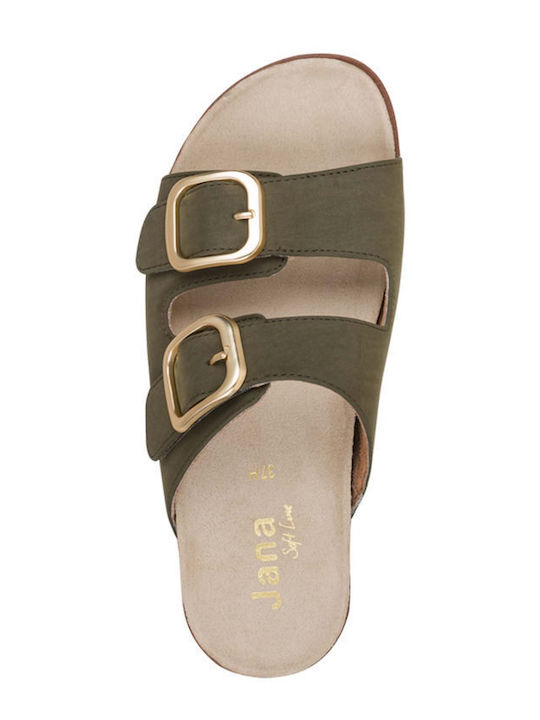 Damen Anatomisch Flache Sandalen Grün