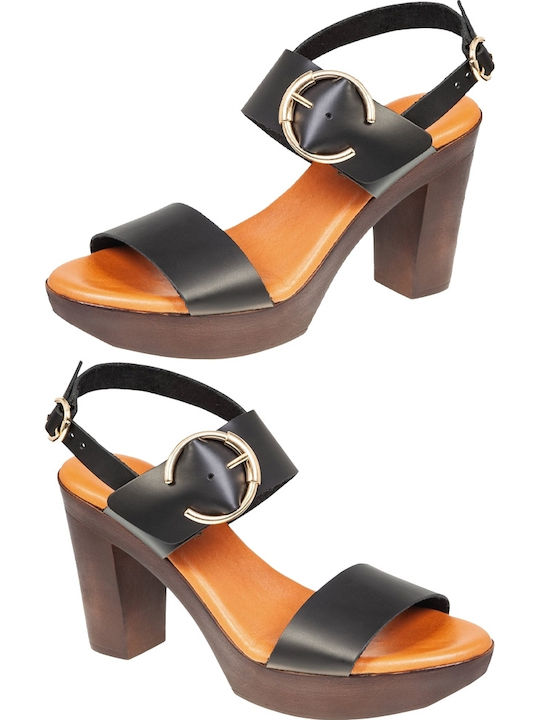 Damen Sandalen Schwarz Leder