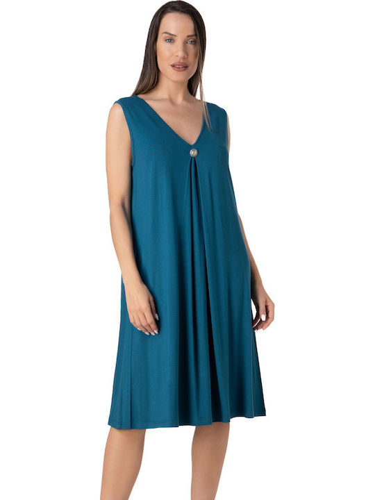 Summer Midi Dress Petrol Blue