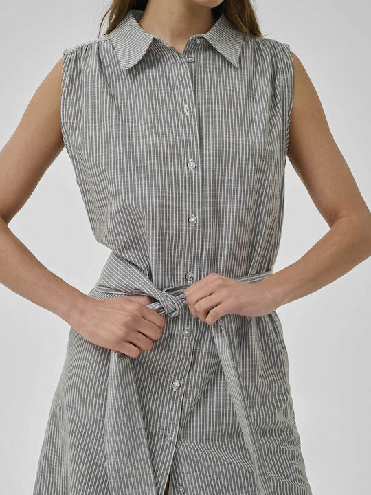 Rochie De Vară Pentru Femei Midi Rochie-Cămașă Gri