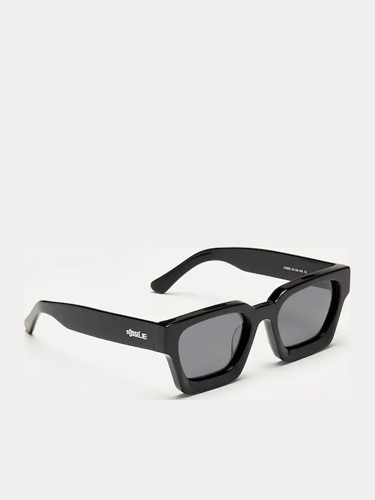 Cosselie Nice Unisex Sunglasses With Black Horn-Rimmed Frame And Black Polarized Lens