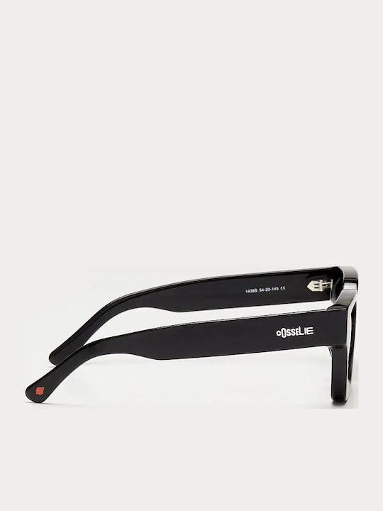 Cosselie Nice Unisex Sunglasses With Black Horn-Rimmed Frame And Black Polarized Lens