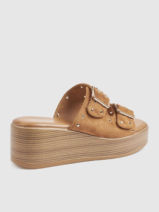 Summer Women's Platform Sandals in Slipper Style Brown