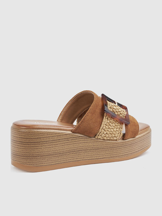 Summer Women's Platform Sandals in Slipper Style Brown