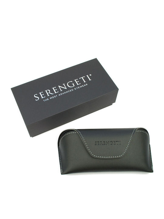 Serengeti Delio Large Male Sunglasses With Black Horn-Rimmed Frame And Black Polarized Mirror Lens SS818006