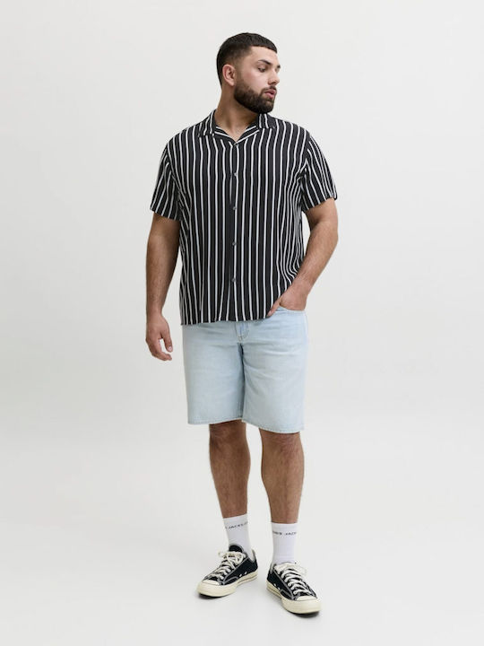 Resort Resort Short Sleeve Shirt in Wide Fit Striped Black