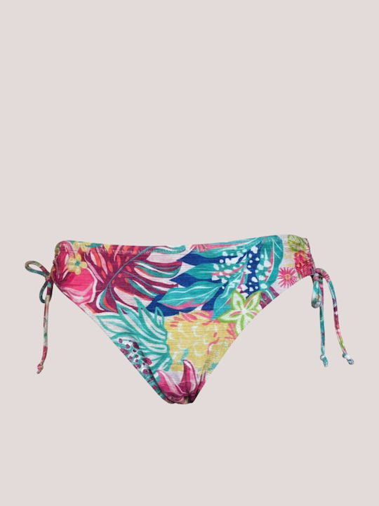 Set Bikini Push Up Floral Ροζ Φούξια Γκλίτερ