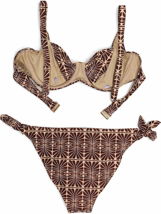 Set Bikini με Αφαιρούμενη Ενίσχυση Καφέ
