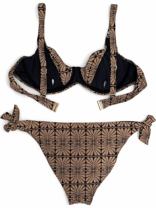 Set Bikini με Αφαιρούμενη Ενίσχυση Καφέ
