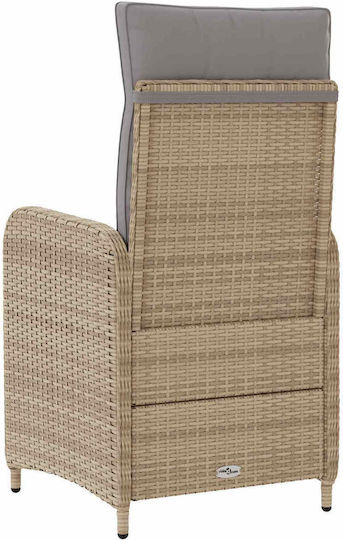Outdoor Chair Metallic Beige and Light Grey with Cushion