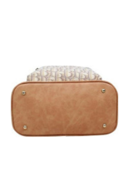 Women's Beige Backpack H-008MIT