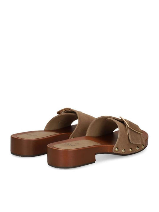 Suede Mules με Χαμηλό Τακούνι σε Μαύρο Χρώμα
