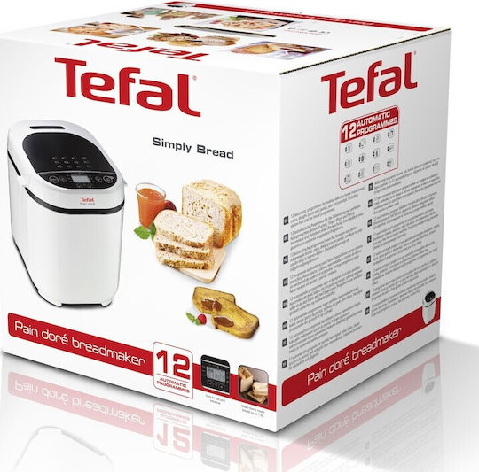 Tefal Pain Dore Mașină de pâine cu o putere de 720W și o capacitate de 1000gr cu 12 programe