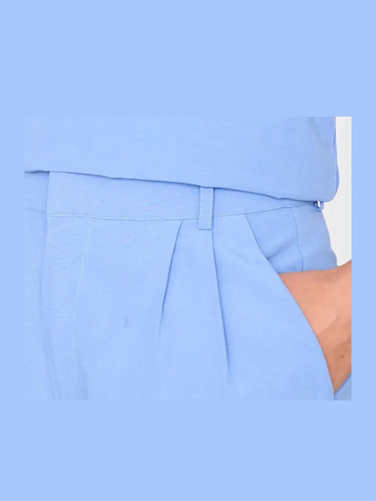 Γυναικείο Δερμάτινο Ψηλόμεσο Σορτς Summer Blue