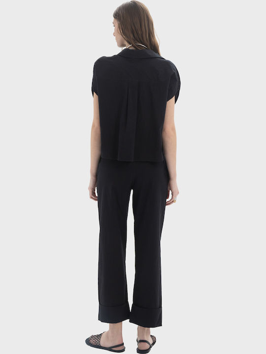 Shirt Μακρυμάνικο Γυναικείο Πουκάμισο Black