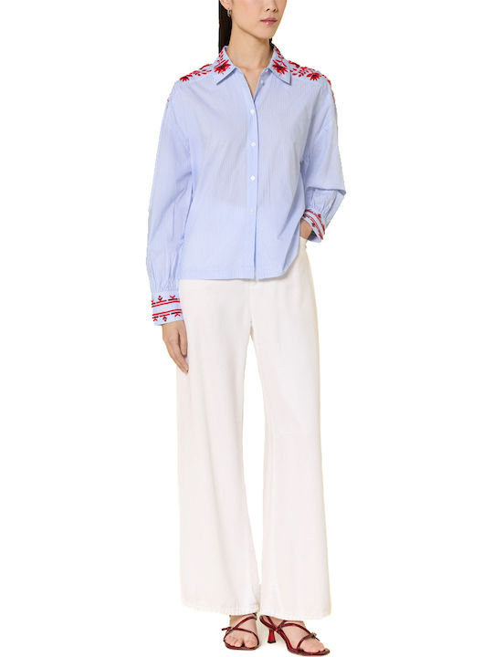Long Sleeve Women's Shirt Red Striped