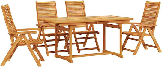 Outdoor Dining Set 5 Pieces Brown with Pillows
