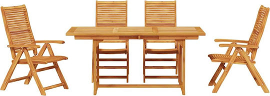 Outdoor Dining Set 5 Pieces Brown with Pillows