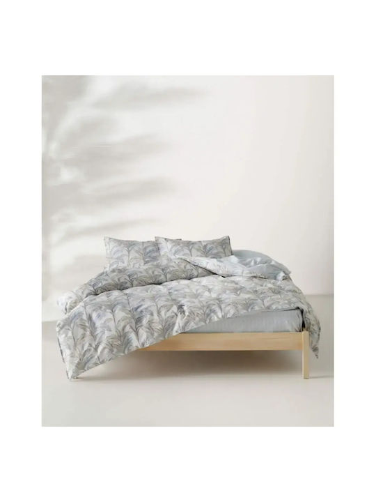 Kentia Kernel Kissenbezüge Oxford Weiß-Blau-Beige 50x70cm