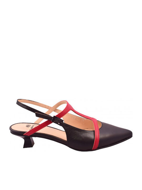 Leather Heels with Low Heel Black