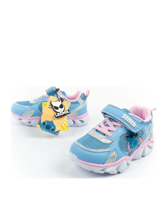 Kids Sneakers with Hoop & Loop Closure & Lights Blue